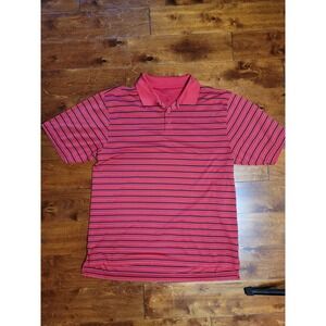 Austin Golf Red Black Striped Polo Golf Shirt Short Sleeve Sz XL